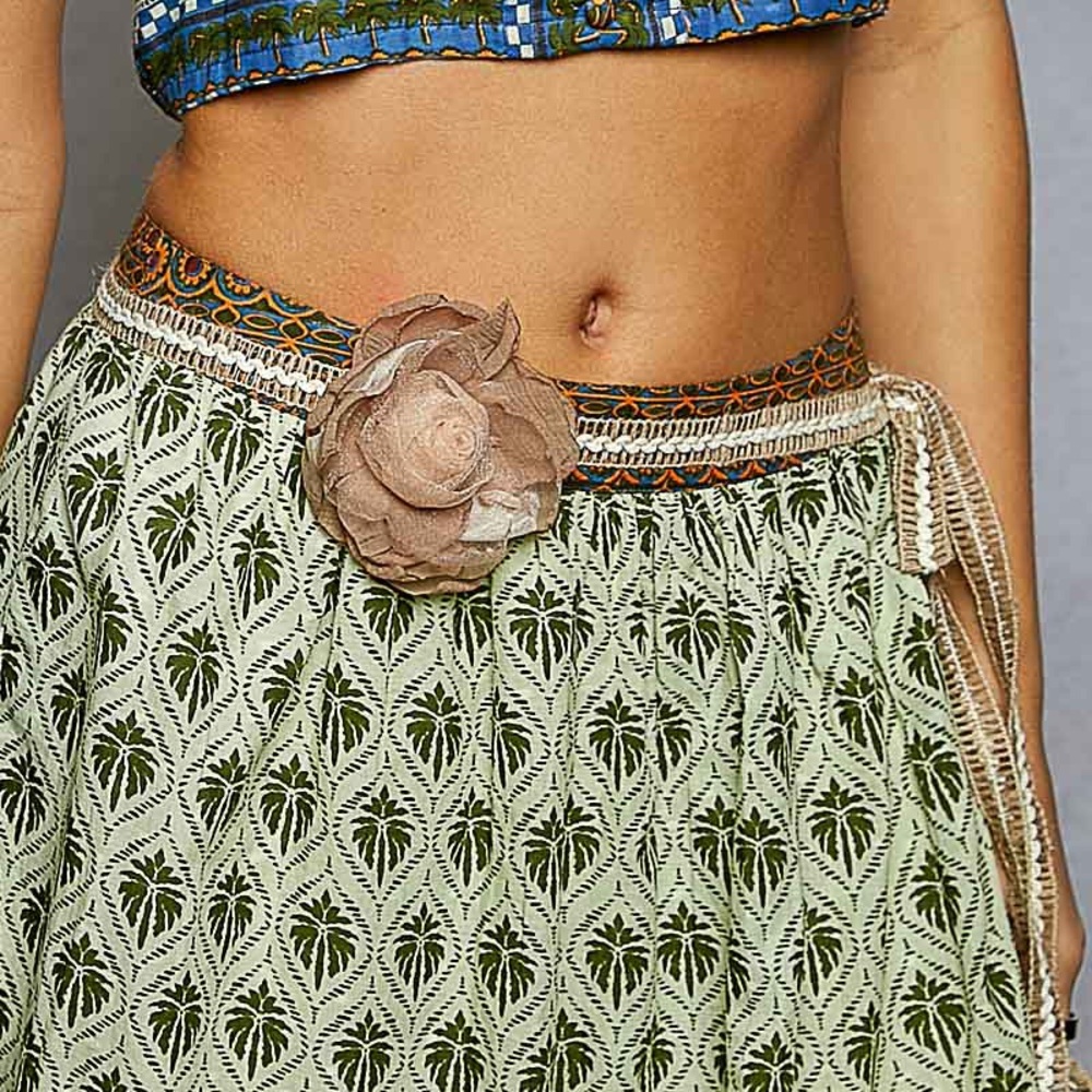 NWT POL Bohemian Rosette Flower Braided Tie Belt